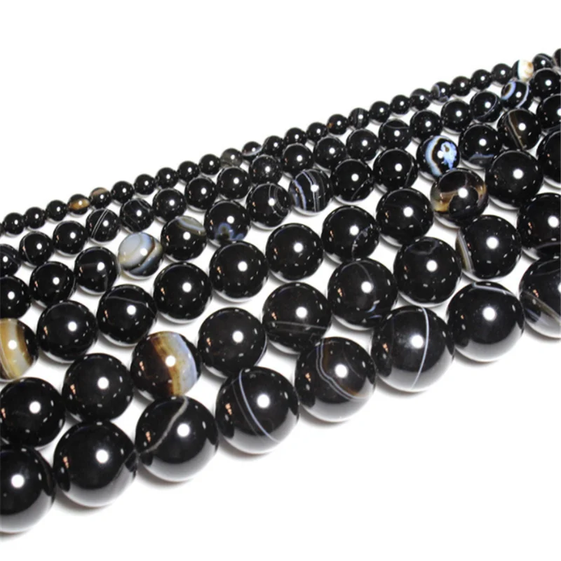 

Quality Natural Black Striped Agate Beads Round Loose Beads 4/8/10mm for Jewelry Making DIY Charm Bracelet Wholesale