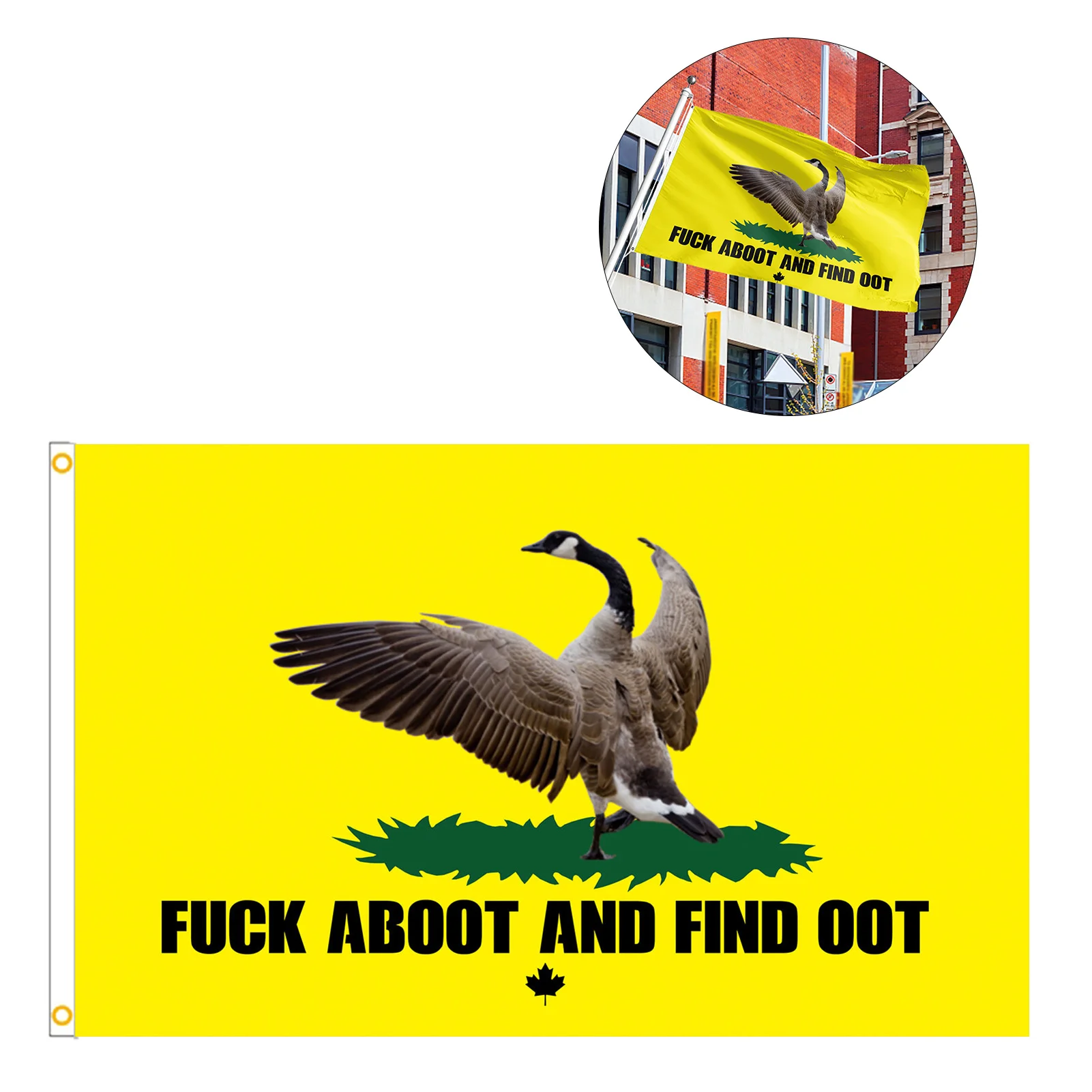 

F-k Aboot And Find Oot Flag 3x5 футов канадский Гадсден, гигантский флаг двор, канадский флаг, яркий цвет, 3x5 футов, устойчивость к УФ выцветанию