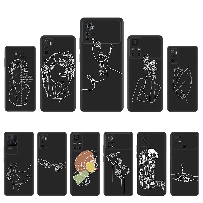 Мягкий чехол для Xiaomi Mi Poco X5 X4 X3 Pro NFC GT C55 C50 C40 M5 M4 F4 F3 M3 Микеланджело Давида линия искусство черный чехол для телефона