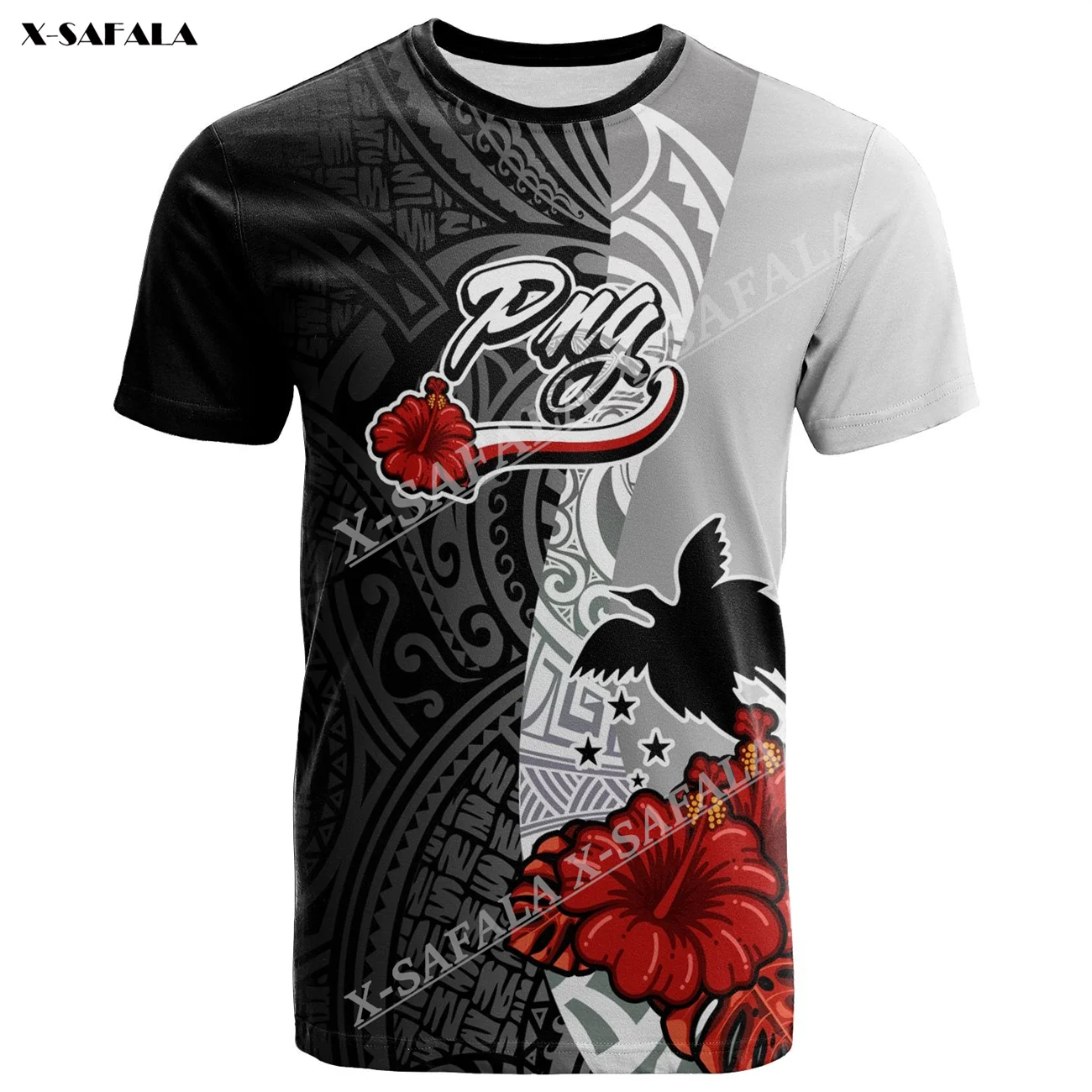 

Papua New Guinea Polynesian Emblem Hibiscus 3D Print Men T-Shirt Tops Tees Short Sleeve Casual Quick Dry Breathable Milk Fiber