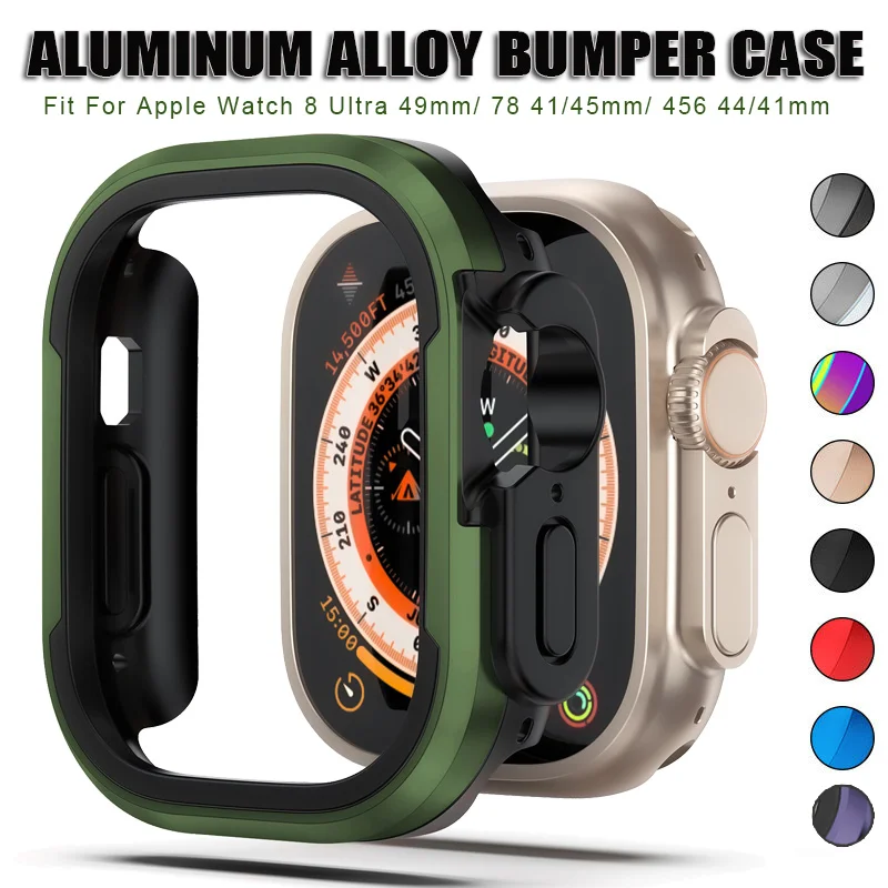 Aluminum Metal Protective Cover Case for Apple Watch ultra Case 49MM Shell Frame IWatch series 8 7 6 SE 5 4 41mm 45mm 40mm 44mm