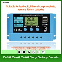 solar controller 10a 20a 30a 40a 50a 60a adaptive 12v 24v lithium lead acid battery charge discharge pv controller usb output