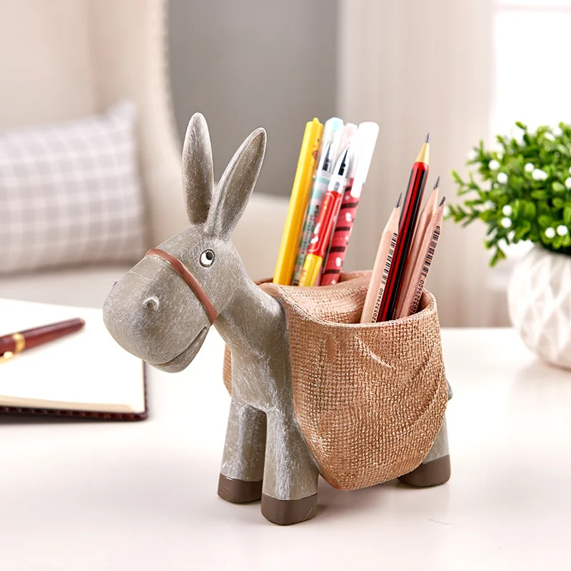 

Nordic [MGT] Resin Donkey Pen Holder Home Decorations Cartoon Creative Animals Study Desk Storage Crafts Gifts