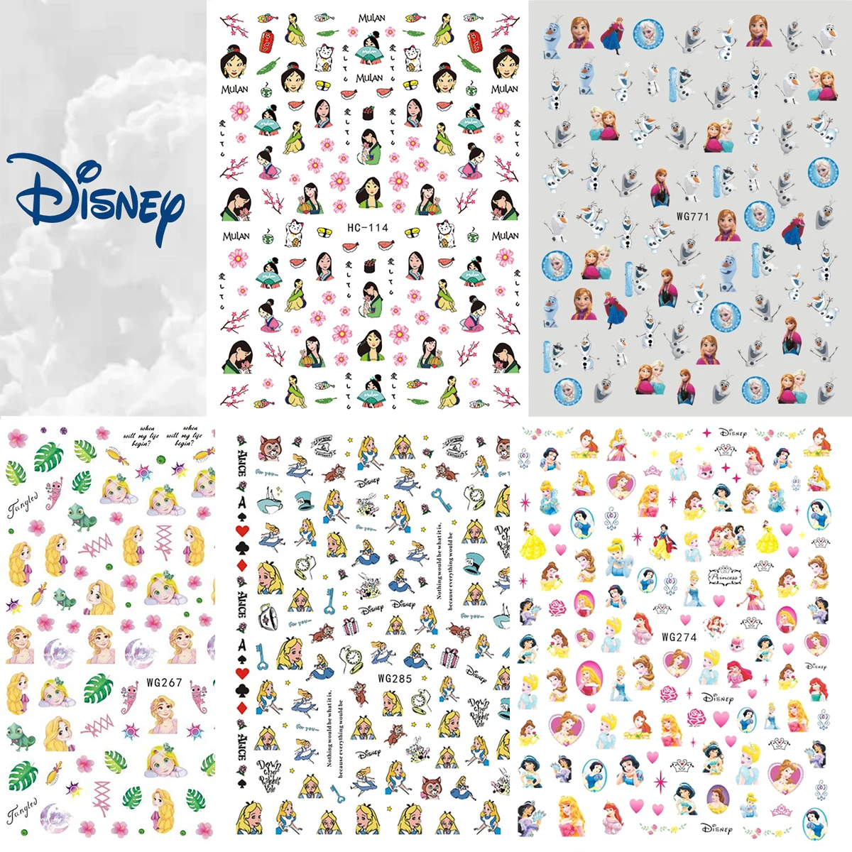 

Cartoon Disney Princess 3D Nail Decals Nail Art Stickers Nail Decoration Anime Winnie the Pooh Toy Story Stickers Nail Parts