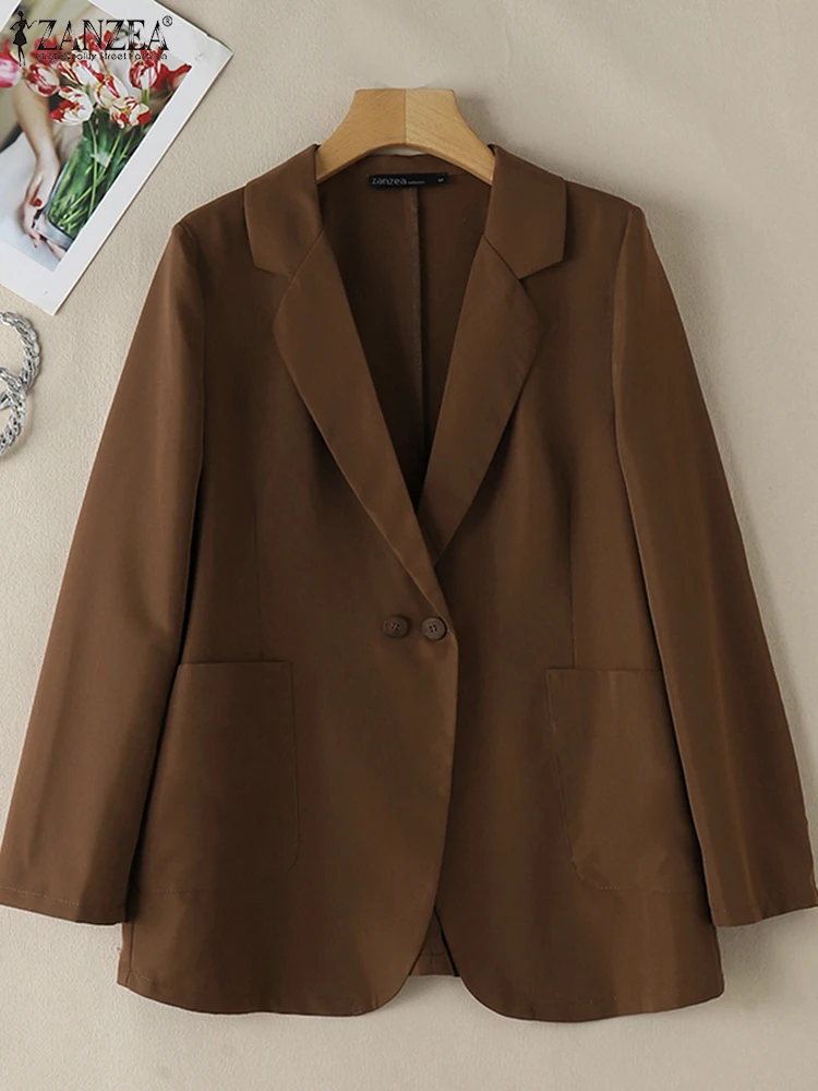 ZANZEA модный женский пиджак с длинными рукавами и лацканами осенние пальто