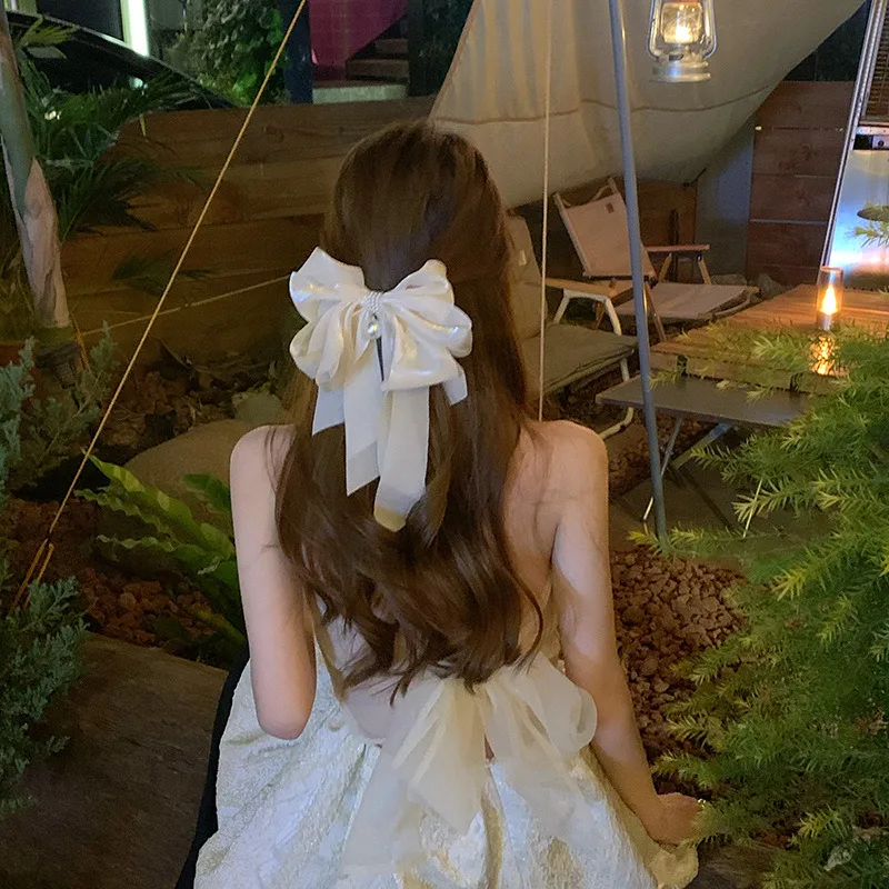 Однотонные Ленточные заколки для волос с бантом женщин и девочек милые длинные