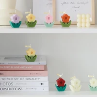 ins flower scented wax candle korean home decoration flower ornament fragrance handmade floret candles candlestick decorations
