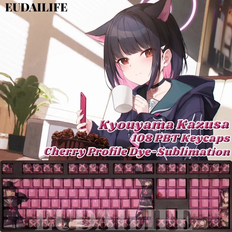Kyouyama Kazusa 108 колпачки клавиш PBT синий архив краска-сублимация светильник-передатчик клавиш MX Переключатель перекрестных осей механическая клавиатура