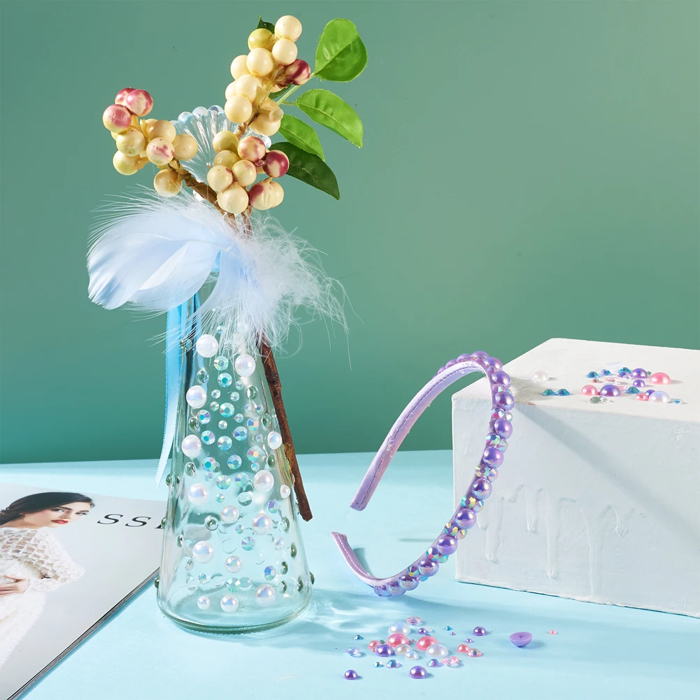 1 Bag Mix Flat Back Imitation Pearl Dome Resin Cabochons Rhinestone Tweezer Picker Pen for Nail Art Tumbler Craft Jewelry Making