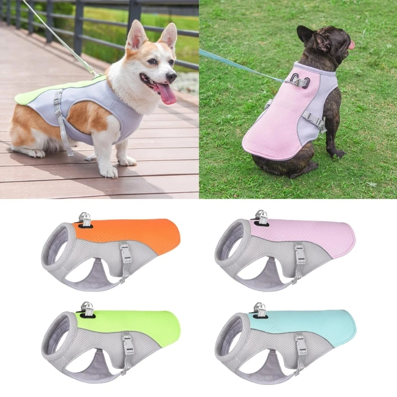 

Dog Summer Cooling Clothes Vest Harness UV-Protection Dog Vest Escape-proof Dog Mesh Clothes with Safe Reflective Strip