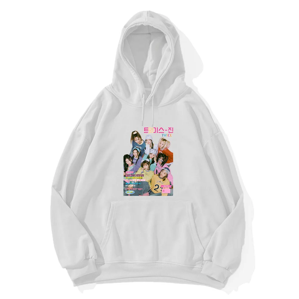 

KPOP TWICE Hoodie Printing Long Sleeve Hoody Thermal Top IM NAYEON Momo for Men Or Women's Couple Thermal Coat