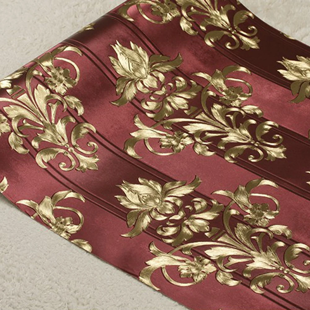 WMYDYG бумажные обои дамасская текстура красные золотые