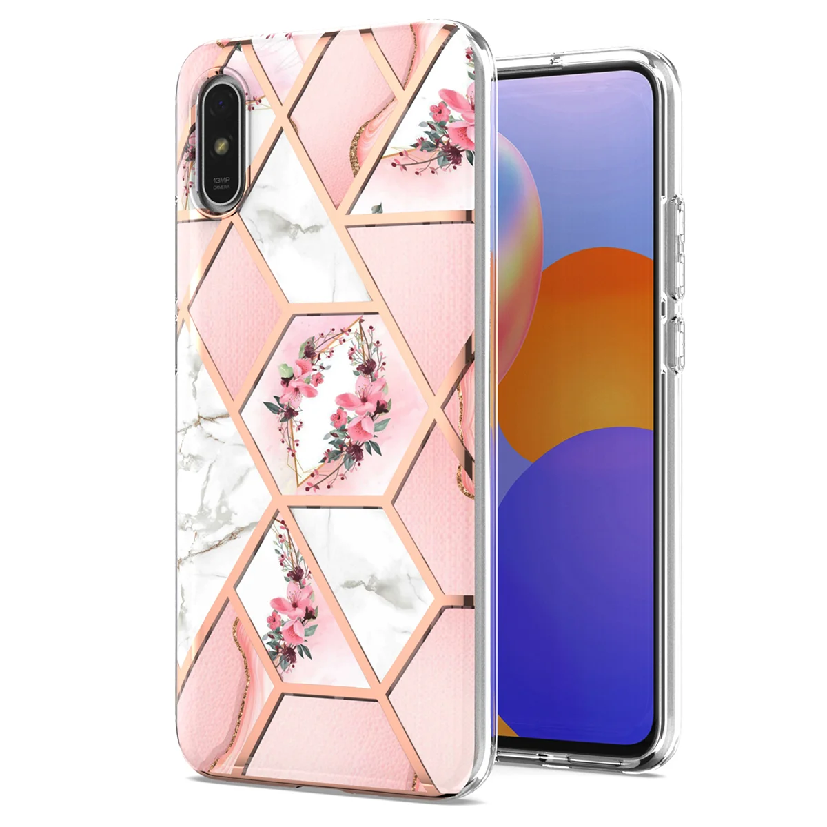 

1pc TPU Flowers Pattern Anti-fall Cell Phone Case Phone Protective Case Compatible with 9A