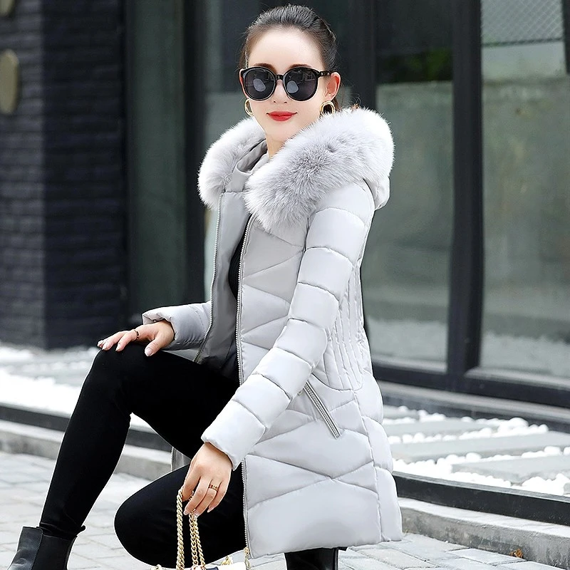 Women's Hooded Short Thick Parkas Winter Fashion Warm Down Jacket Streetwear Casual Outwear Female Solid Elegant Zipper Outwear