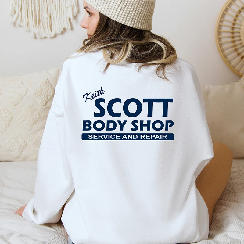 Keith Scott Body Shop Сервис и ремонт Женская толстовка с круглым вырезом Хлопок One Tree Hill