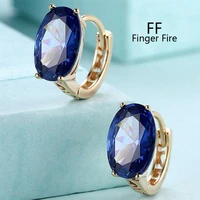sophisticated fashion gold plated blue purple oval earrings festive banquet anniversary jewelry