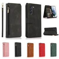 retro case for samsung s22 s21 fe s20 ultra s10 s9 plus flip leather wallet cover for galaxy note 20 10 9 zipper multi slot capa