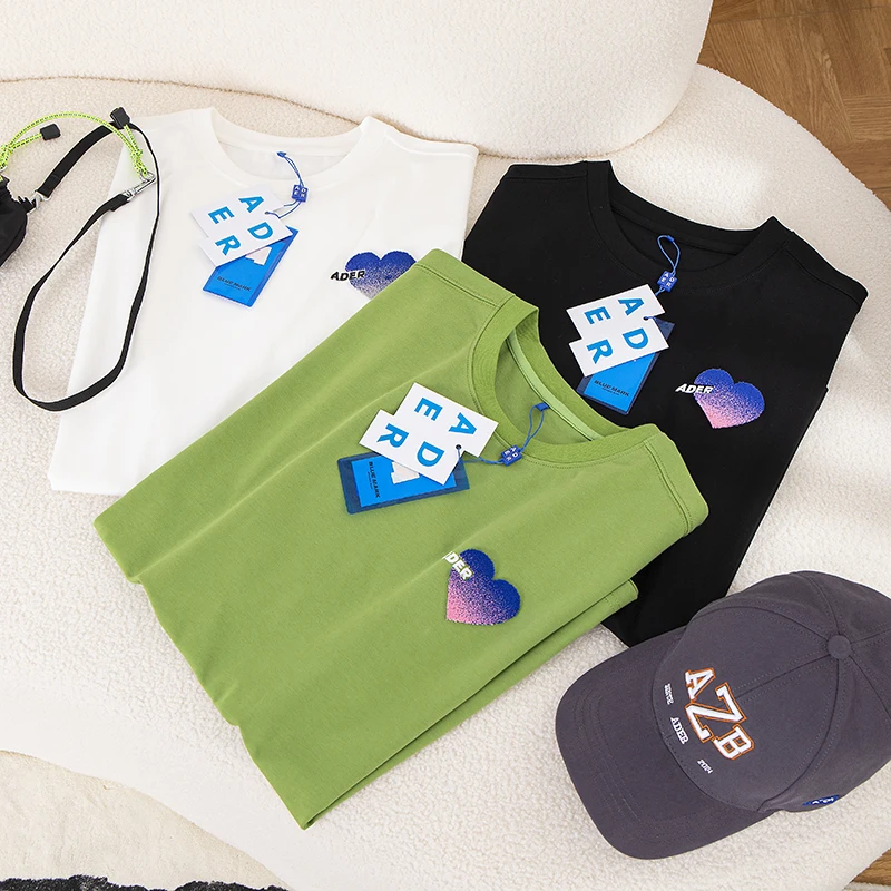 

Multi-style Adererror New New Product Love Embroidery Round Neck Short-sleeved T-shirt Youth College Style Couple T-shirt