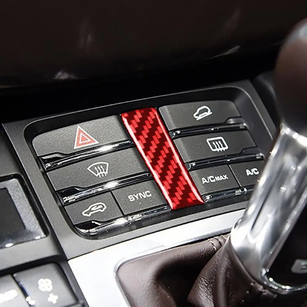 

Panel Cover Eco-friendly Strong Sticky Carbon Fiber Red Gear Shift Panel Button Trim for Porsches Macan 2014-2021