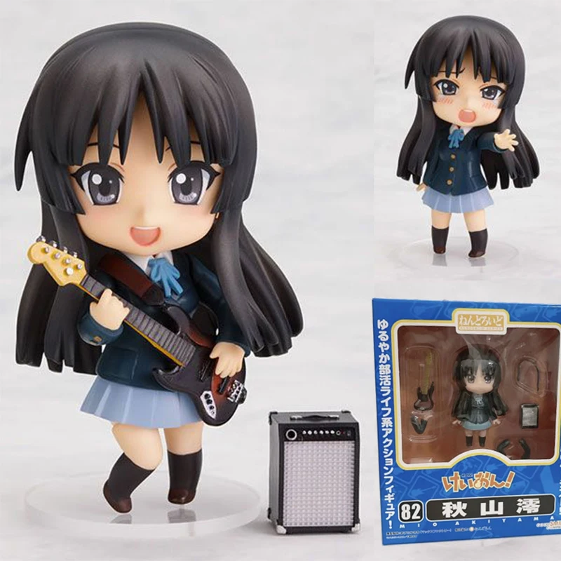 Nendoroid-figura de acción K ON Music de 10cm, figura de Anime kawaii, chica bonita, Bass Mio, modelo coleccionable de película, juguetes, muñeca