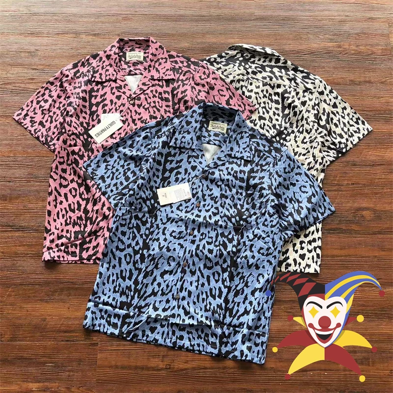 

Wacko Maria Leopard Print Hawaiian Short Sleeve Thin Shirt Oversize Men Women High Quality Buttons Top