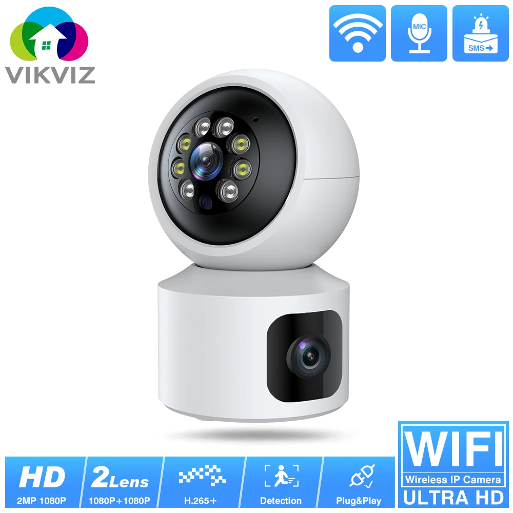 

IP-камера видеонаблюдения VIKVIZ беспроводная, 2 МП, HD, PT, IPC, ICsee