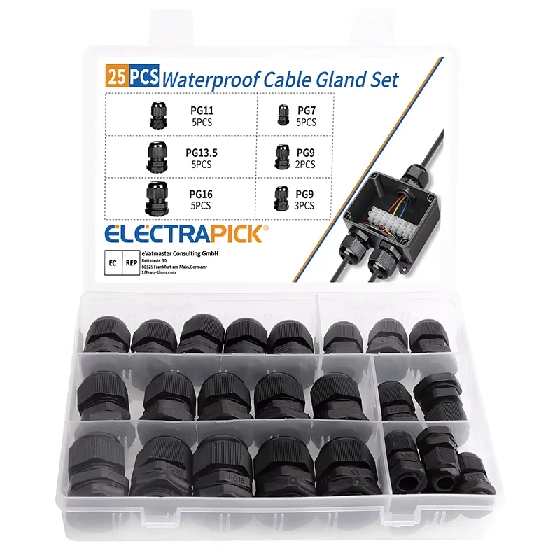 

Водонепроницаемые кабельные вводы из нейлона 25 шт.