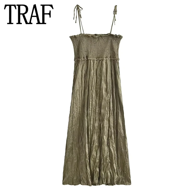 

Платье-комбинация летнее атласное с оборками, без рукавов