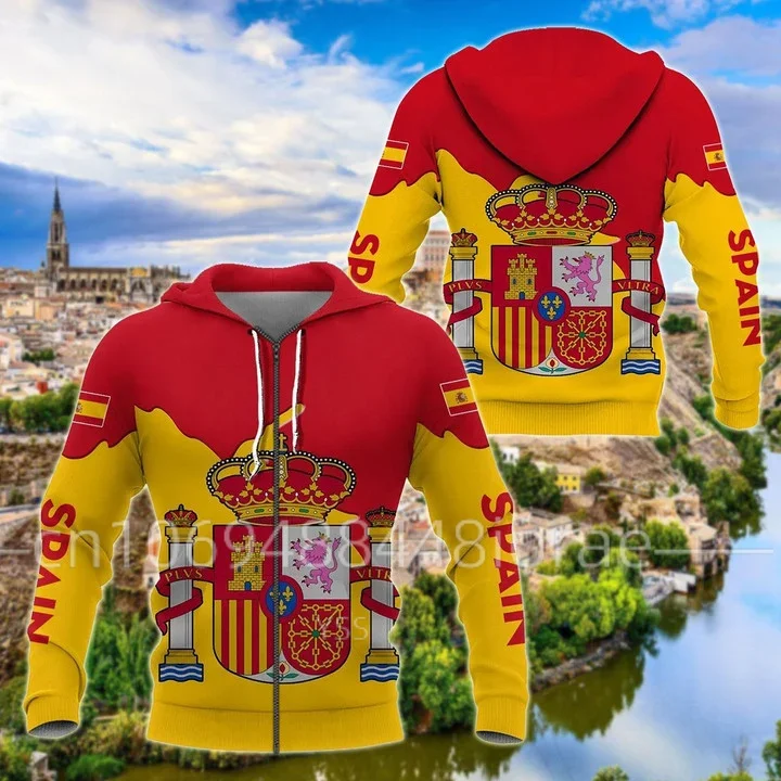 

Толстовка мужская с испанской символикой, модная уличная кофта с национальным гербом в Испании, модный топ оверсайз