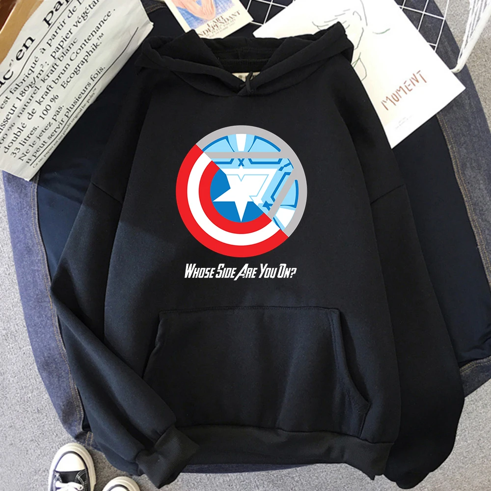 

Captain America Iron Man Hoodie Mens Marvel Superhero Cartoon Sweatshirts Autumn Fleece Soft Hoodies Men Hip Hop Disney Hooded