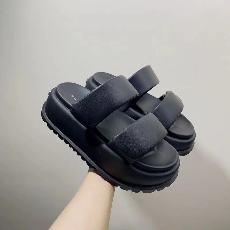 

Women's Slippers 2023 New Open Toe Thick Bottom Muffin Bottom Beach Shoes Summer Fashion Versatile Ladies Slippers Women Shoes