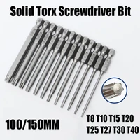 1pcs 100150mm t8 t40 solid torx screwdriver bit hex shank magnetic batch head tamper proof security drill torx flat driver bit