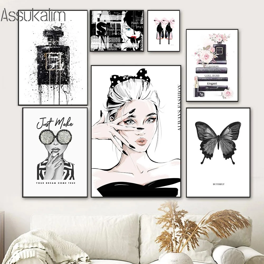 Модное настенное искусство сексуальная девушка художественные принты флакон