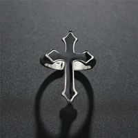 punk vintage black big cross open ring for women party jewelry men trendy gothic metal finger ring anillo
