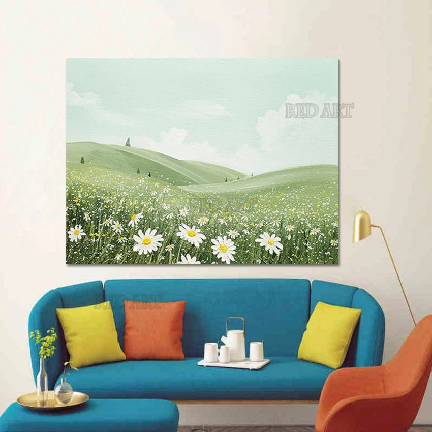 

На заказ 100% ручная роспись абстрактный наружный весенний пейзаж картина маслом в скандинавском стиле на холсте Настенная картина с цветами...