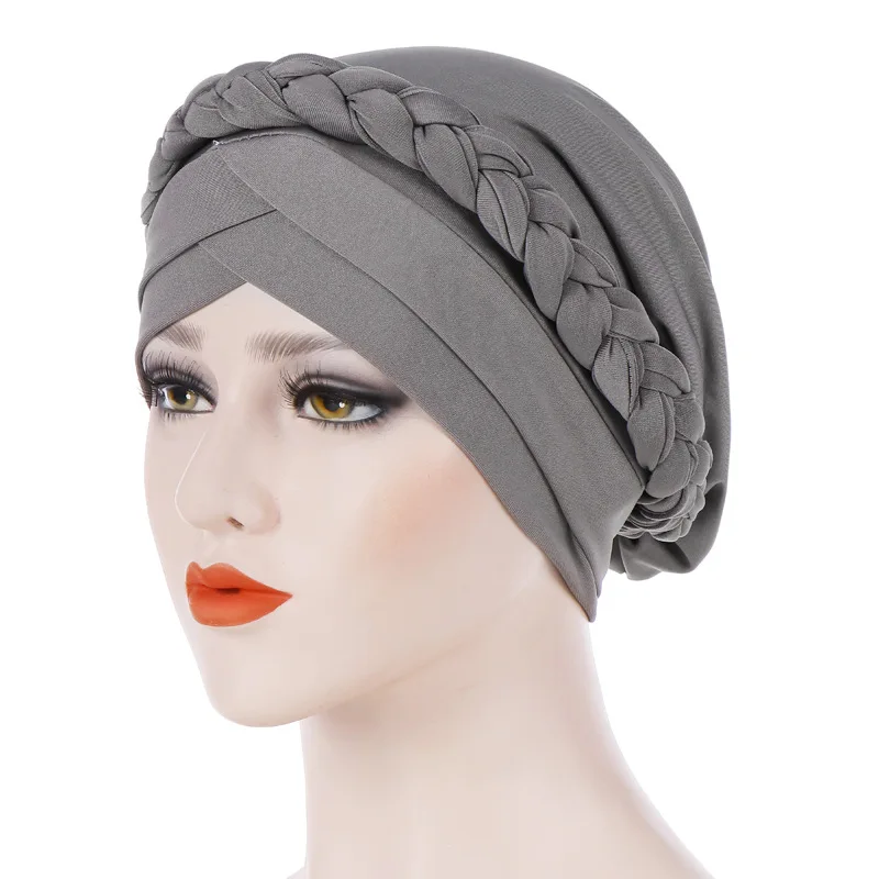 

Women's Hijabs New Monochrome Classic Braid Head Hat Milk Silk Indian Head Hat Turban Hat Multi-color Convenient Pullover Hat