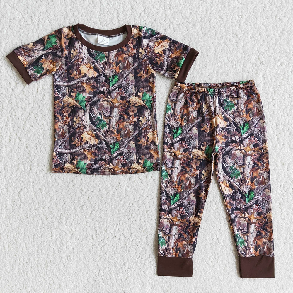 

Short Sleeve Spring & Fall Camo Print Casual Boutique Wholesale Infant Teenage Hot Sale Little Baby Kids Pajamas Set