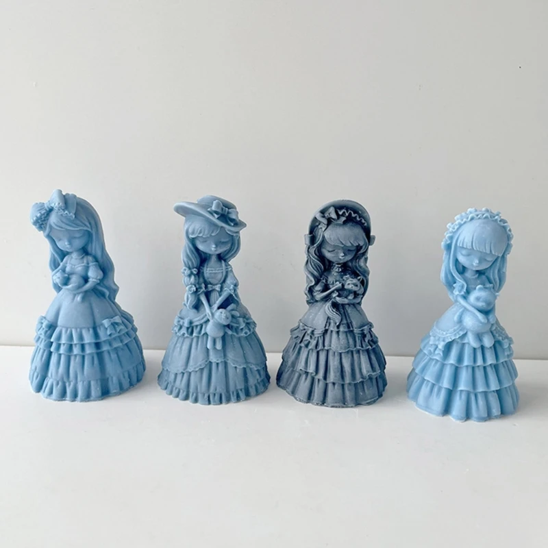 Силиконовая форма в виде ароматизированной свечи для девочек 667E нежная 3D куклы с