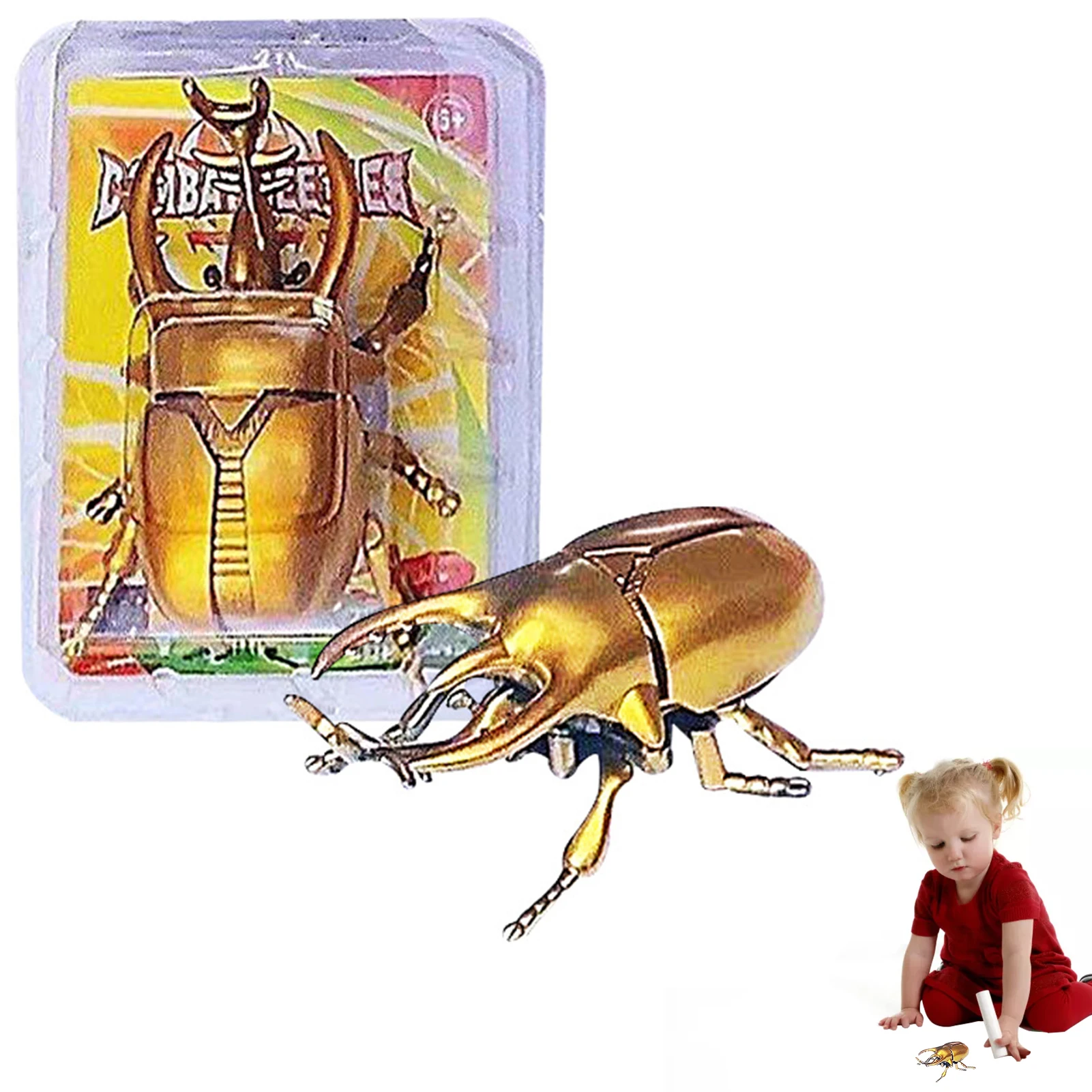 

Заводная игрушка в виде жука, небольшие заводные игрушки, поддельные реалистичные фигурки насекомых, коллекционный игровой набор, научное обучение