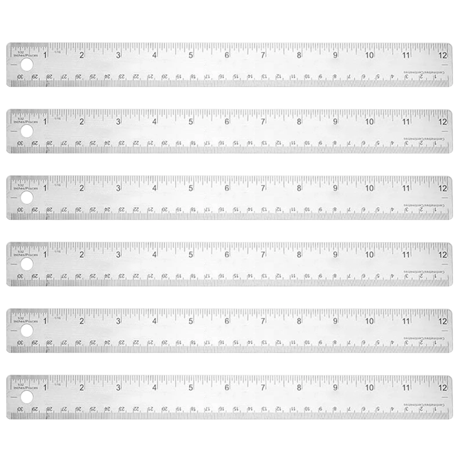 

6 шт., металлическая линейка с прямым краем, 12 дюймов