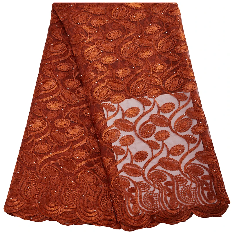 

French Net Lace Fabric High Quality 2022 Embroidery Stones Breathable African Nigerian Mesh Lace Fabrics For Wedding Dress 2957A