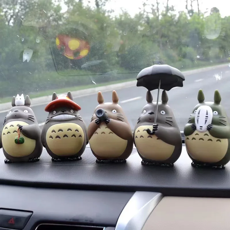 

5Pcs/Set 11cm My Neighbor Totoro Action Figure with No Face Man Mask Umbrella PVC Cute Toys Doll Auto Car Decoration Accessories