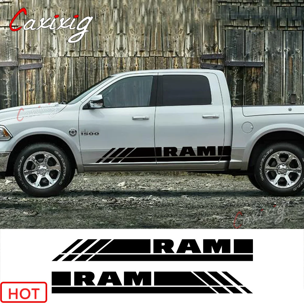 

Наклейки на боковую дверь юбки для Dodge RAM 1500 2500, наклейка в полоску с графическим рисунком для грузовика, виниловый декоративный чехол для ав...