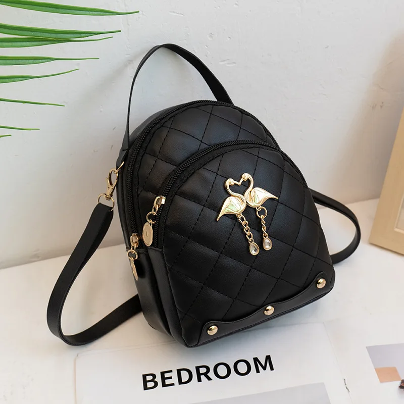 For Women Cute Swan Hanging Embroidery Small Backpack Purse 