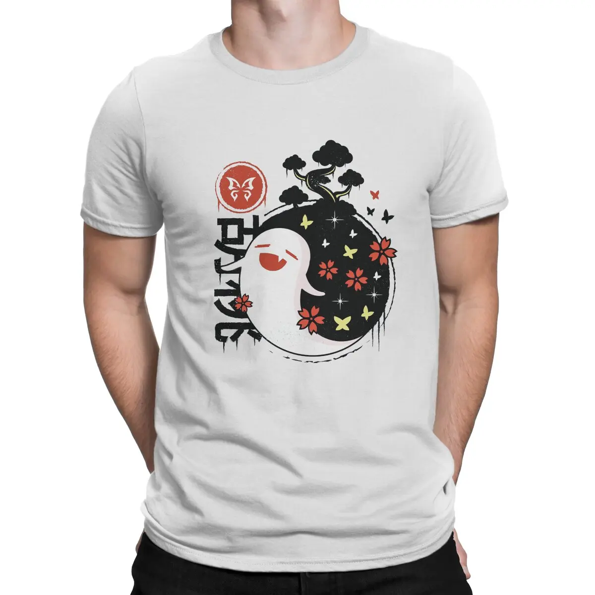 

Men's Hu Tao Ghost T Shirt Genshin Impact Online Role Playing Game Fashion 100% Cotton Clothing Fun Round Collar Tee Shirt Party