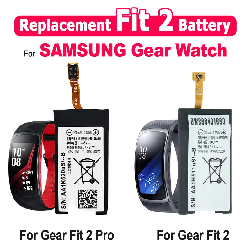 Фото НОВЫЕ аккумуляторы EB-BR365ABE EB-BR360ABE для Samsung Gear Fit 2 Pro SM-R365 R365 / Gear Fit2 Fit 2 R360 SM-R360, замена батареи для часов №1