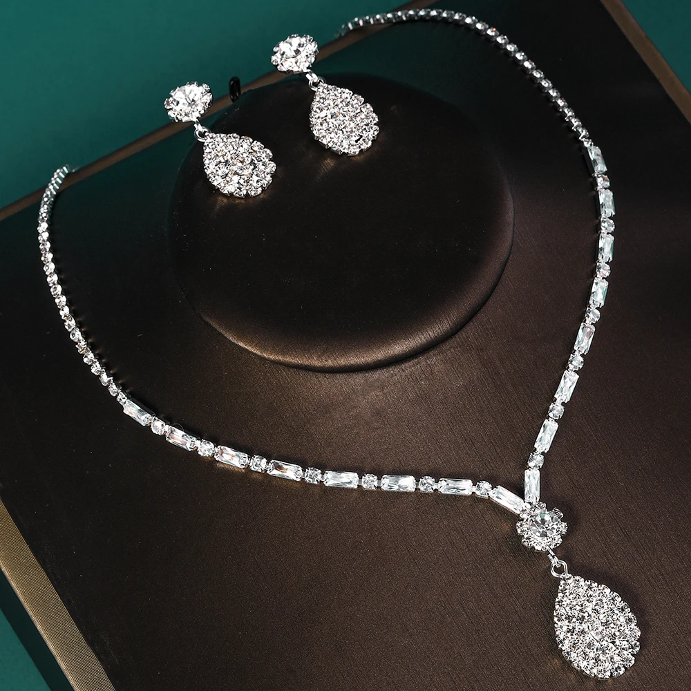 Efily Элегантное свадебное ожерелье и серьги для принцессы Ювелирные наборы