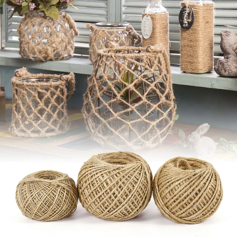 

50/100M Natural Vintage Jute Rope Cord String Twine Burlap Ribbon DIY Crafts Gift Wrapping Christmas Wedding Party Decorations