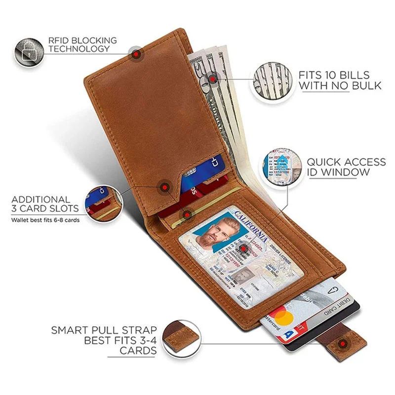 

New Mini Wallet Men Vintage Wallet for Men Credit Card Holder Small Purse Man Money Clip