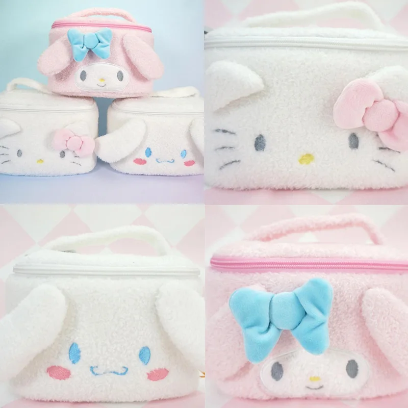

Kawaii Hello Kitty Large Capacity Plush Makeup Bag Storage Bag Cinnamoroll My Melody Sanlio Cartoon Tote Girl Christmas Gift